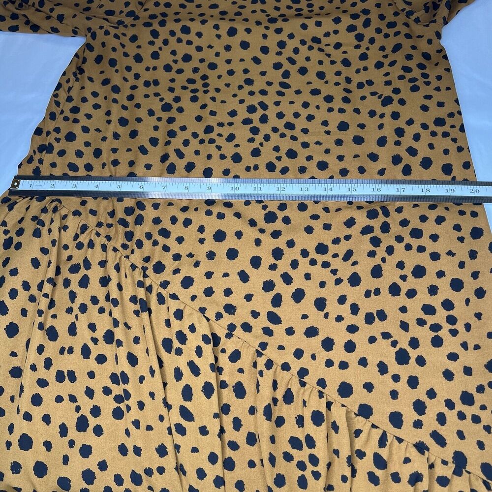 Roulee Oversized Balloon‎ Sleeve Orange Black Dots MIDI Tiered Dress Small** - Picture 12 of 15